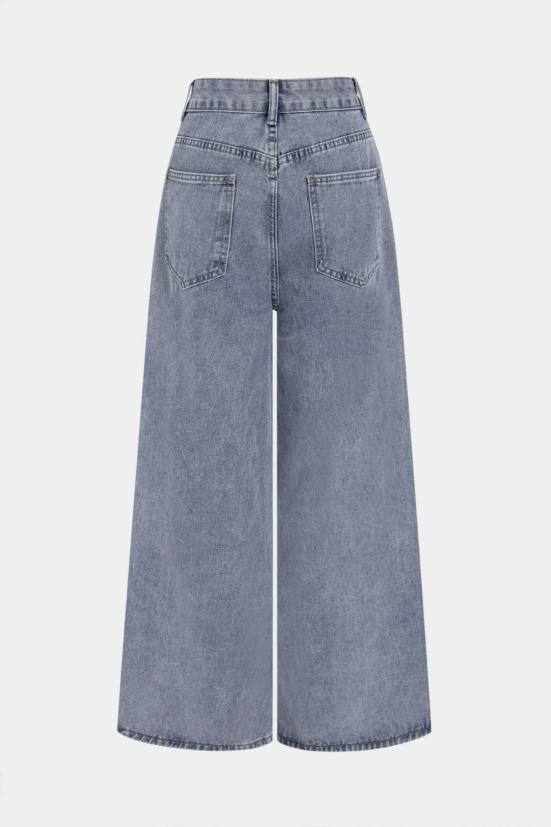 Denim Patchwork Lace Cut Out Frayed Wide Leg Jeans