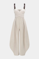 Crossed Cut Out V-Neck Sleeveless Jumpsuit