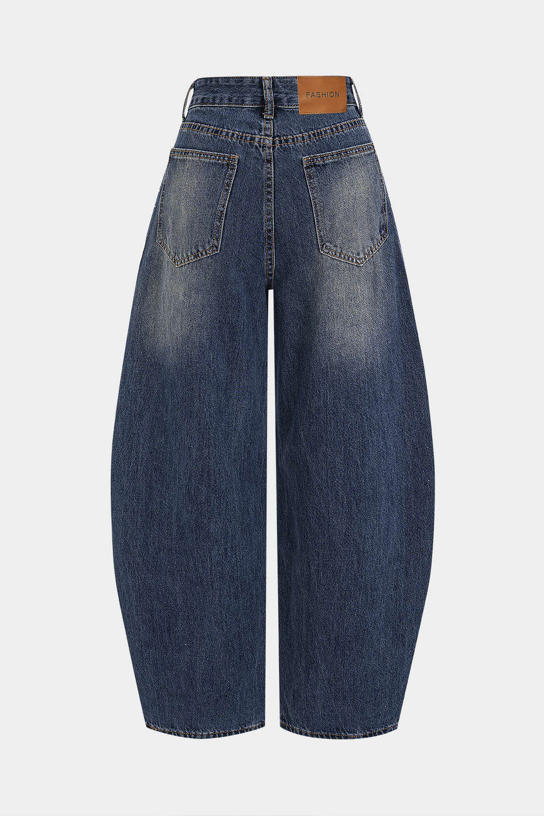 Denim Rhinestone High Waist Barrel Leg Jeans