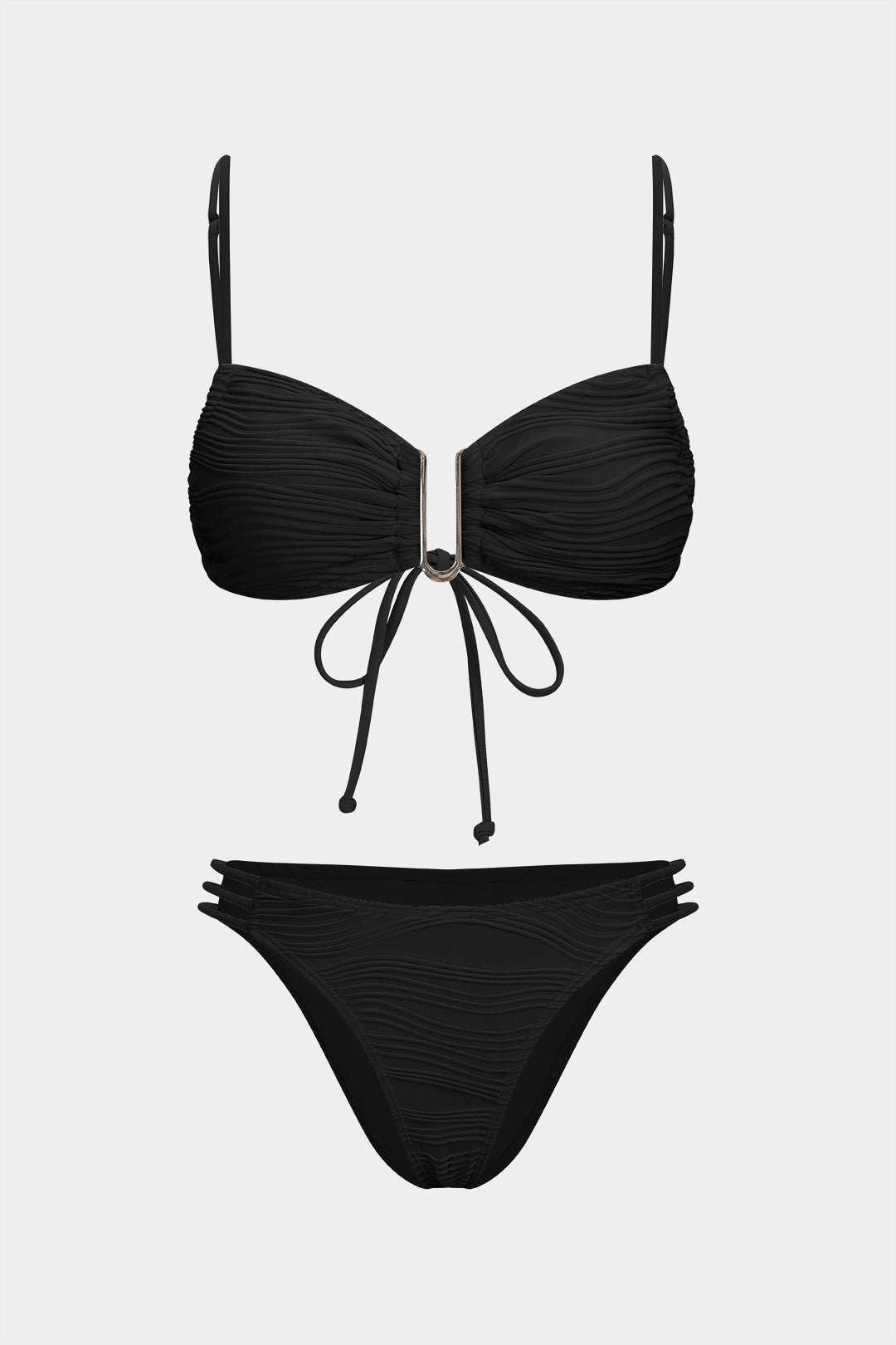 Contrast Tie-Up Bikini Set