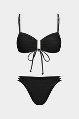 Contrast Tie-Up Bikini Set