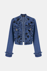 Denim Patchwork Sequin Embroidery Jacket