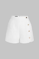 Asymmetrical Button Zipper Shorts