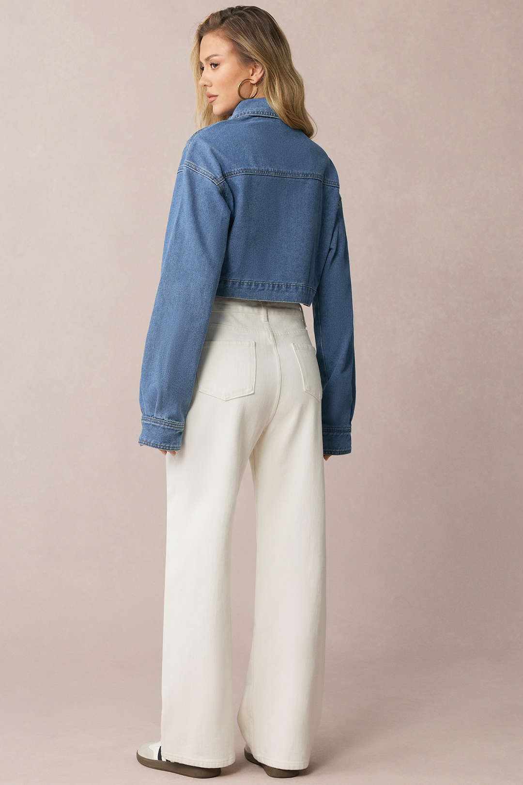 Denim  Asymmetrical Zipper Long-Sleeve Jacket