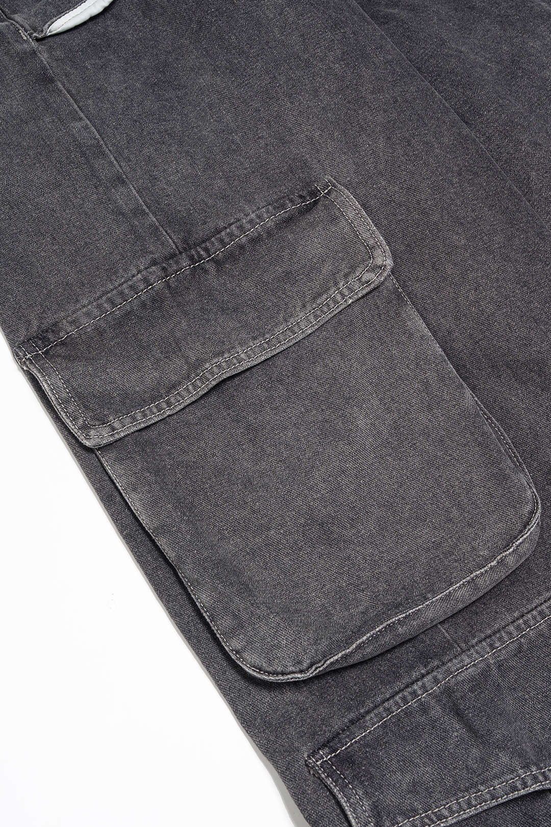 Denim Ripped Pocket Straight Leg Jeans