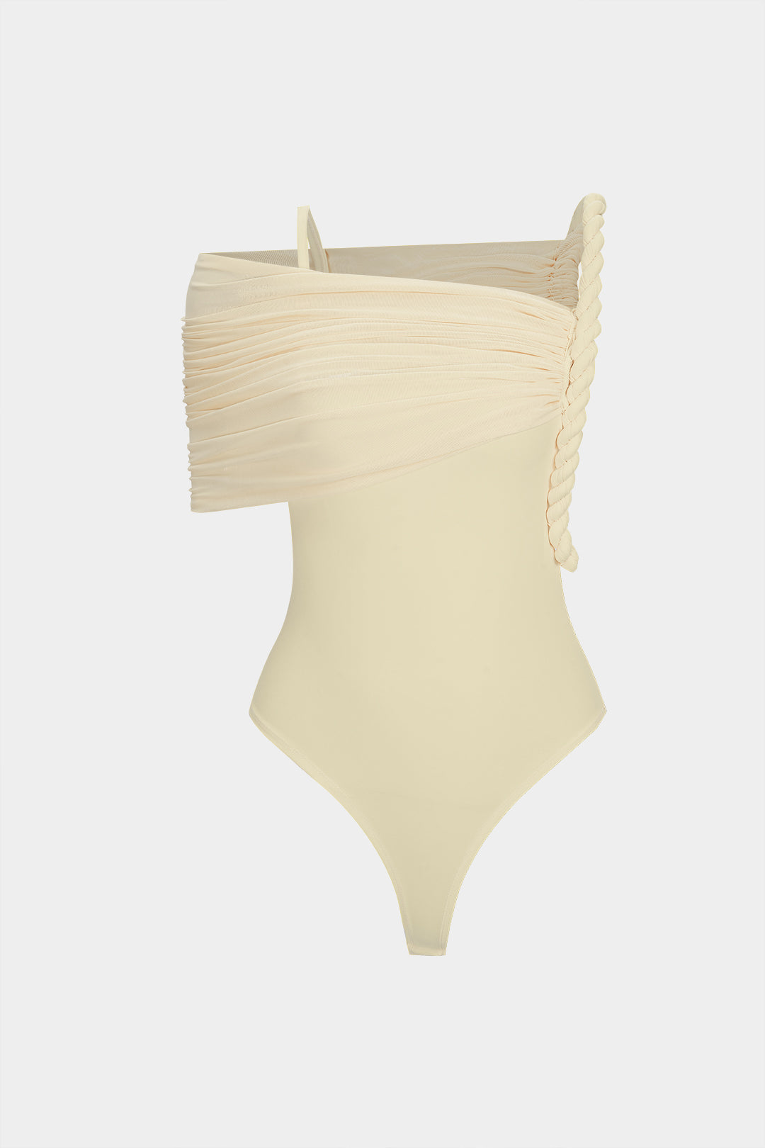 Asymmetrical Twist Knot Ruched Sleeveless Bodysuit
