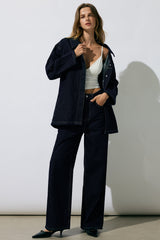 Denim Belted Long Sleeve Shirt