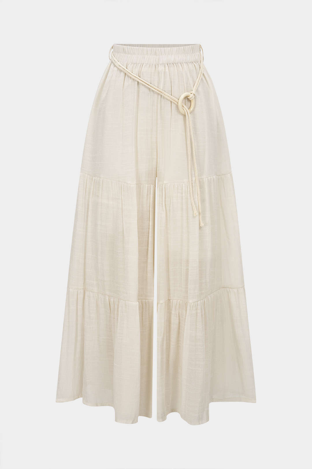Belted Ruched High Waist Wide Leg Pants