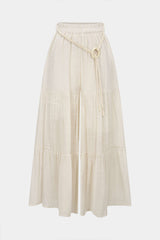 Belted Ruched High Waist Wide Leg Pants