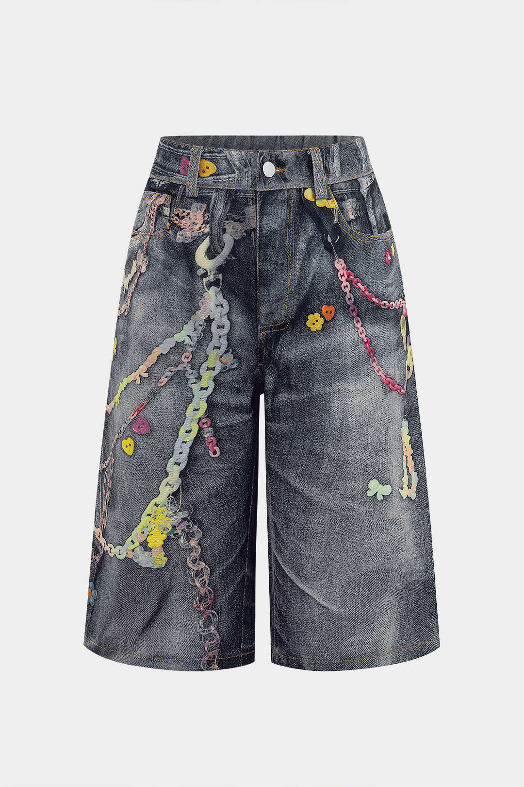 Chain Print  Wide Leg Shorts