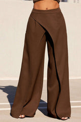 Asymmetrical High-Waist Wide-Leg Pants