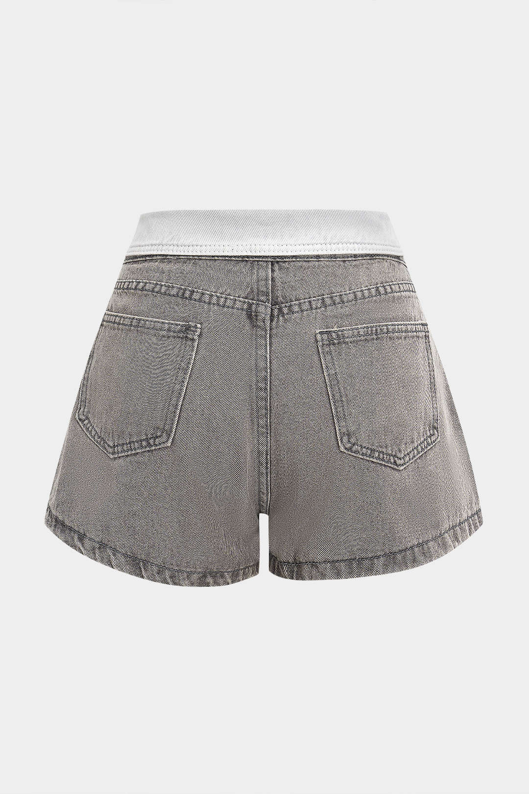 Denim Contrast High Waist Wide Leg Shorts