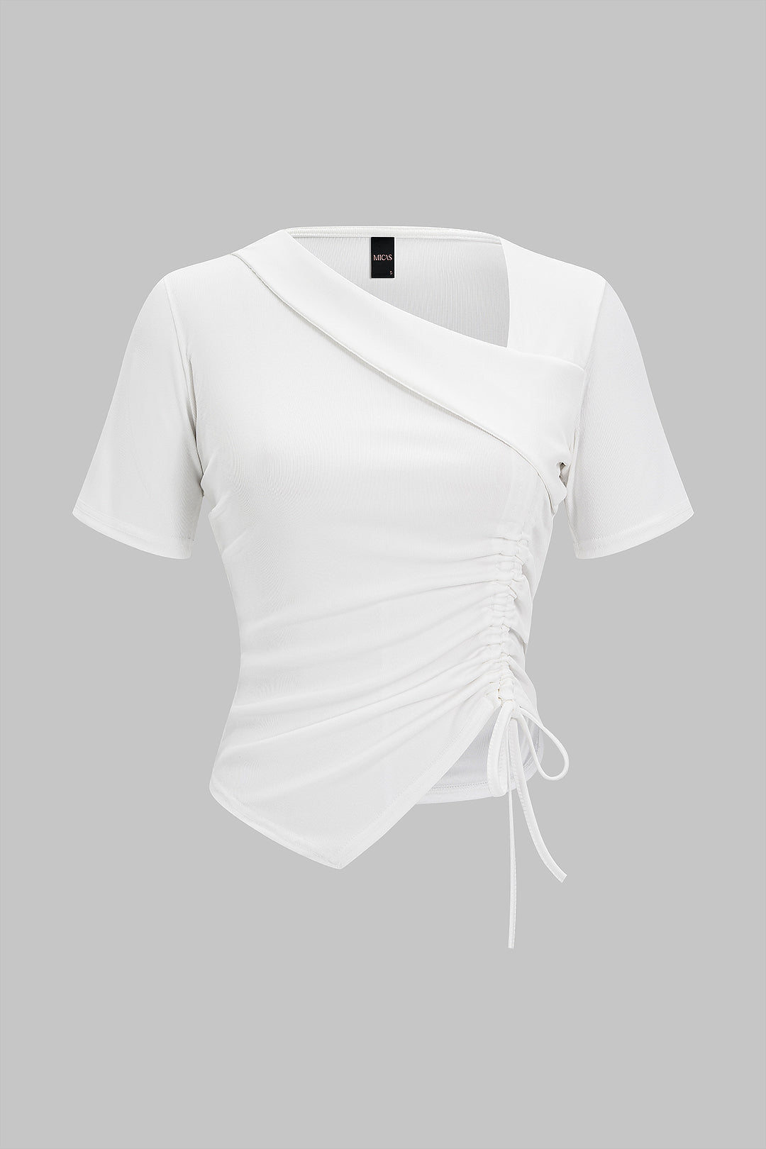 Asymmetrical Drawstring Short Sleeve T-Shirt