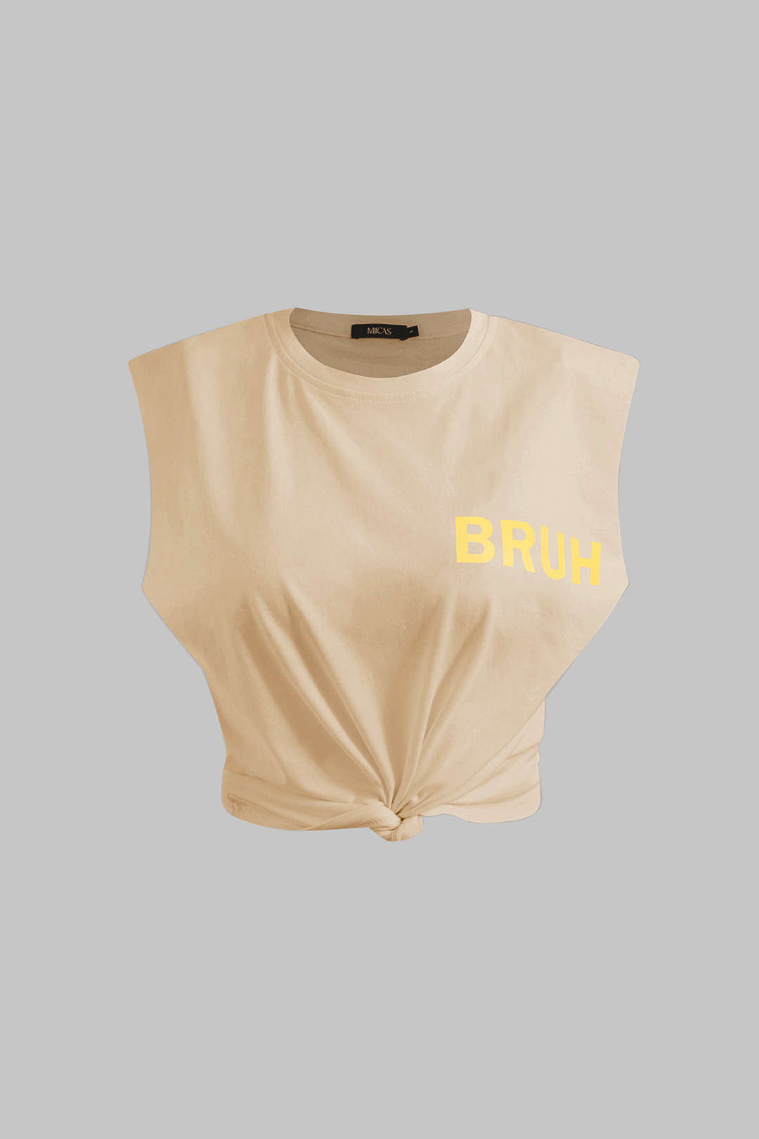 Bruh Print Sleeveless T-shirt