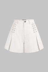 Crossed Strappy High Waist Wide Leg Shorts