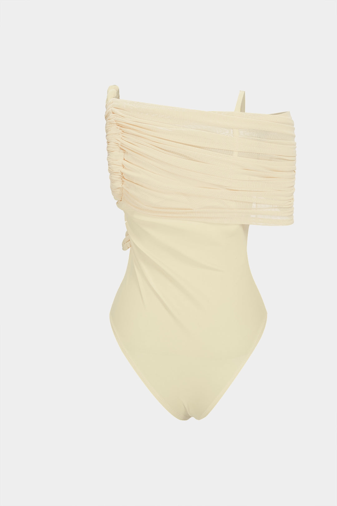Asymmetrical Twist Knot Ruched Sleeveless Bodysuit
