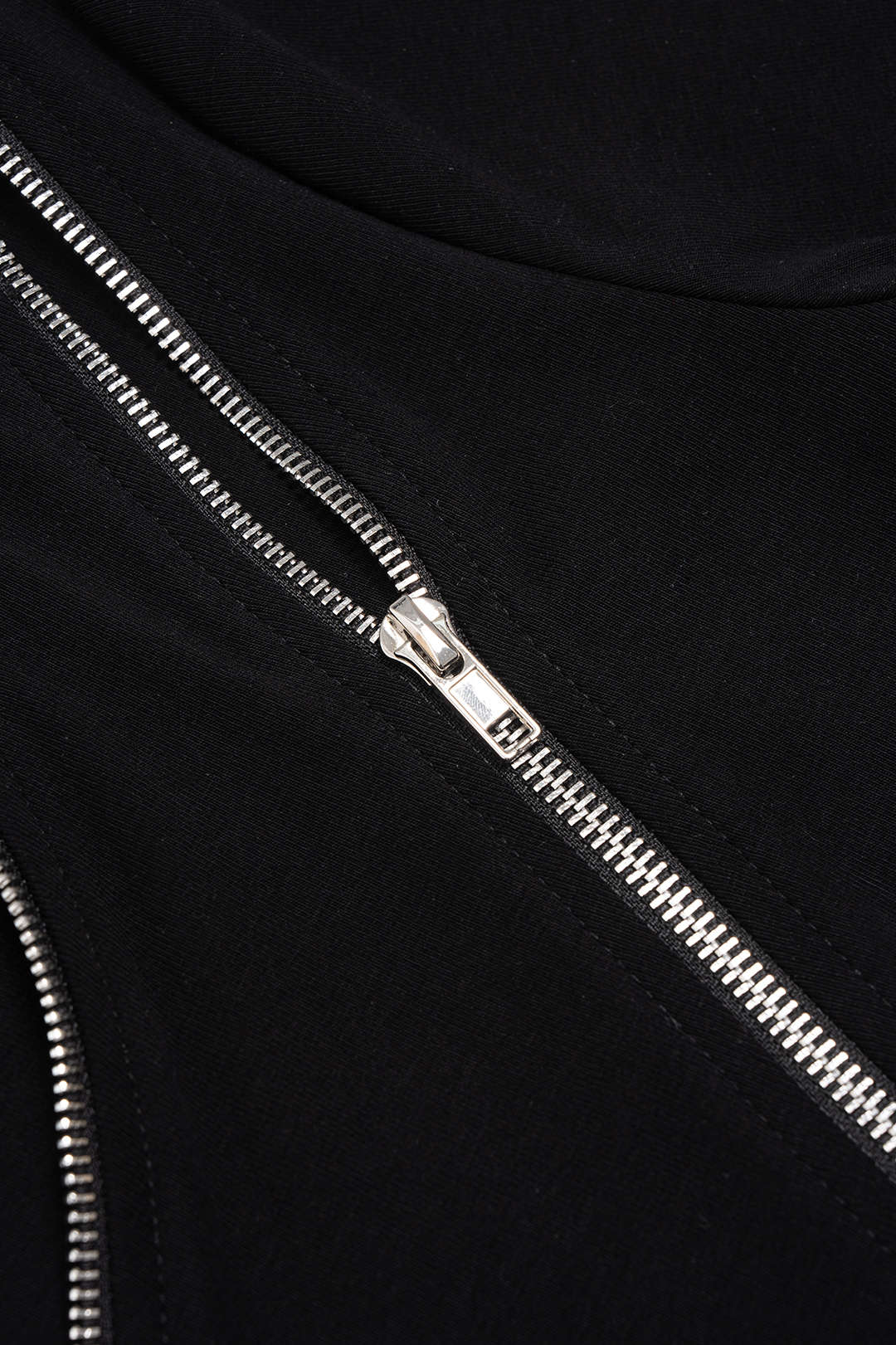 Asymmetrical Zipper Round Neck Short-Sleeve Top