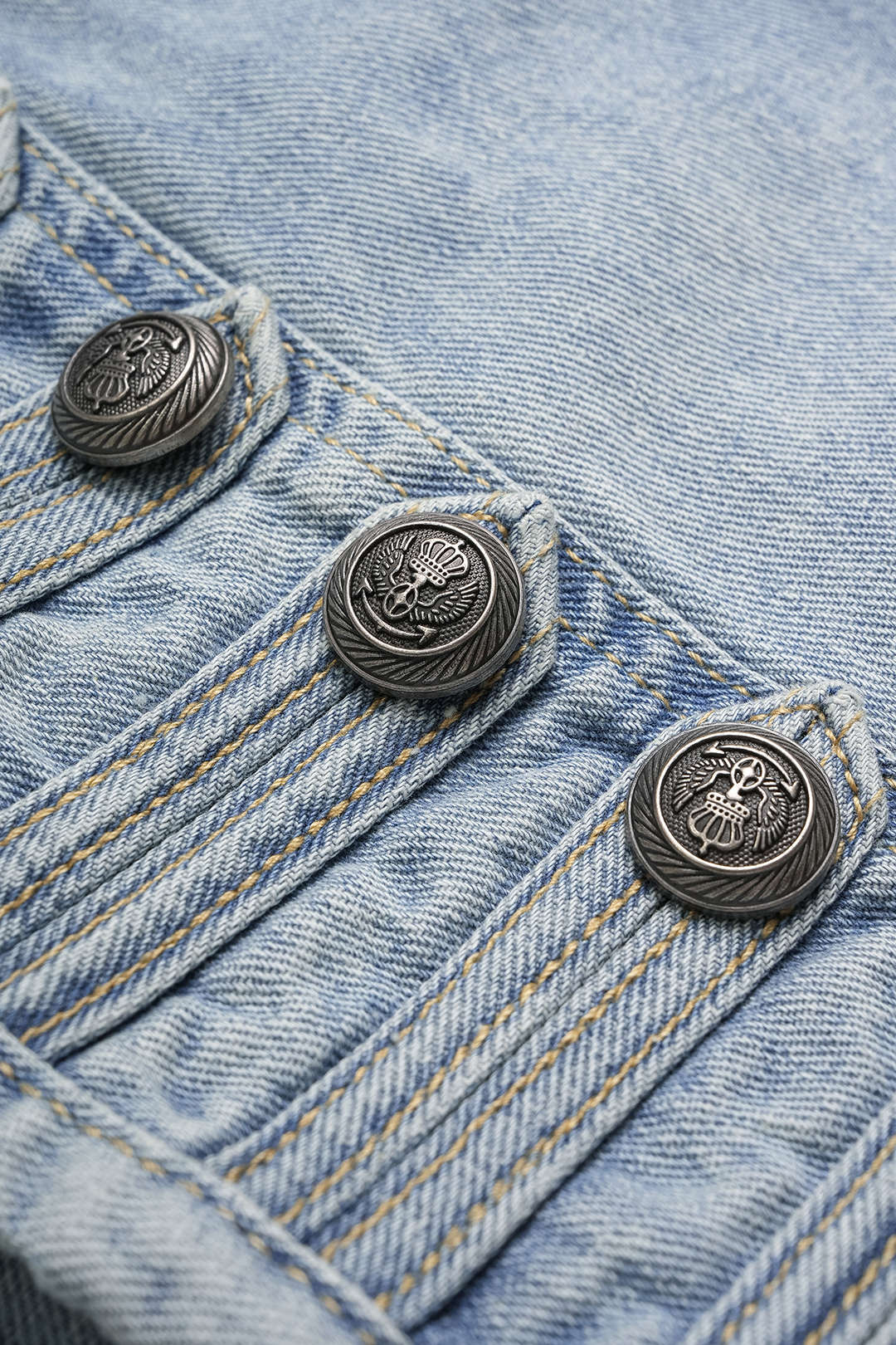 Denim Button Frayed Vest