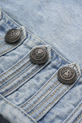 Denim Button Frayed Vest