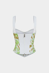 Chiffon Patchwork Jacquard Corset Cami Top