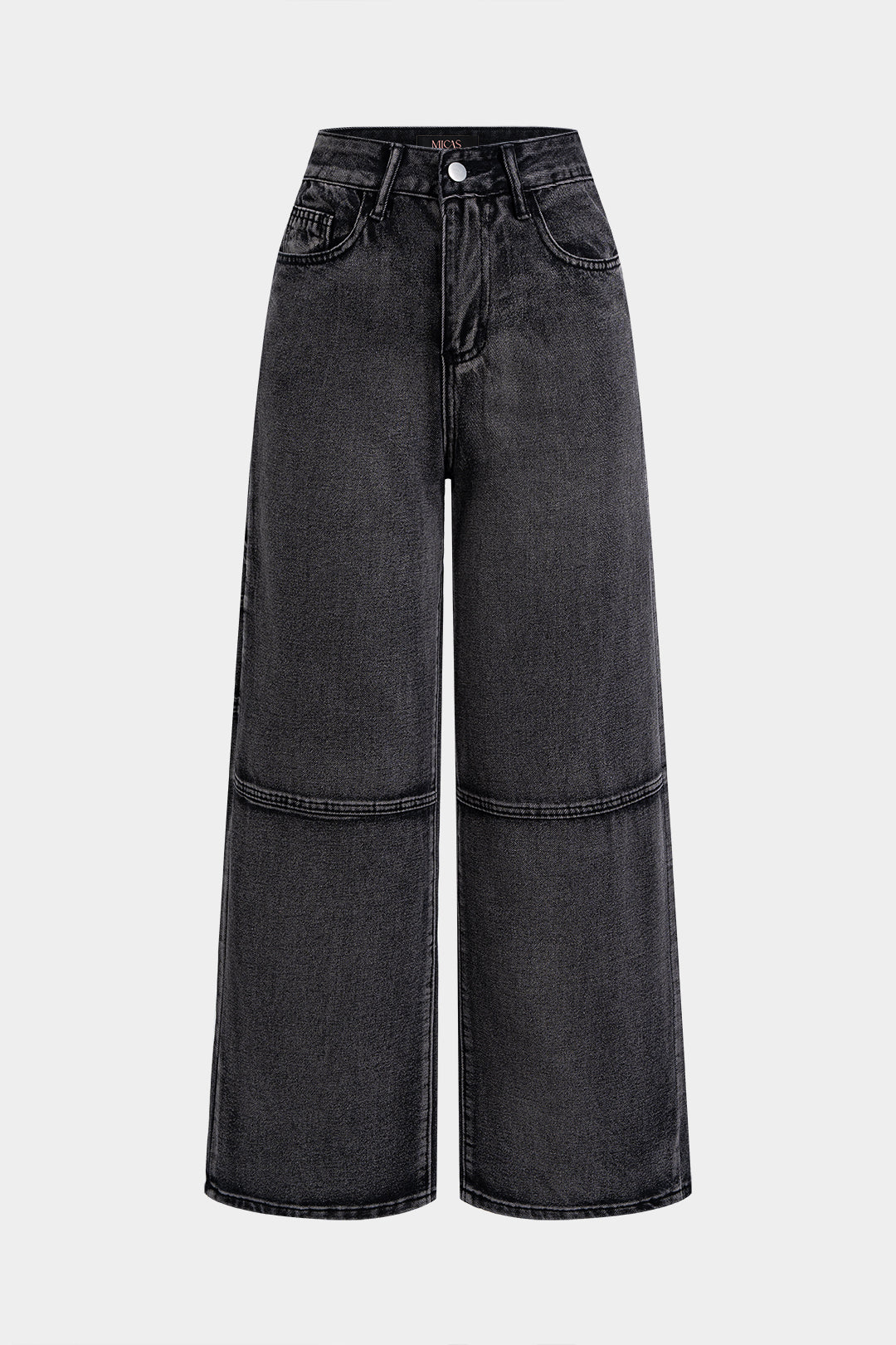Denim Asymmetrical Pocket Wide Leg Jeans
