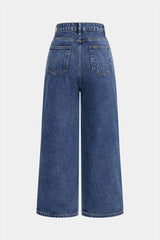 Denim Bow Rhinestone Straight Leg Jeans