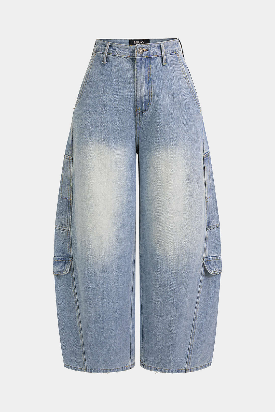 Denim Pocket Barrel Jeans