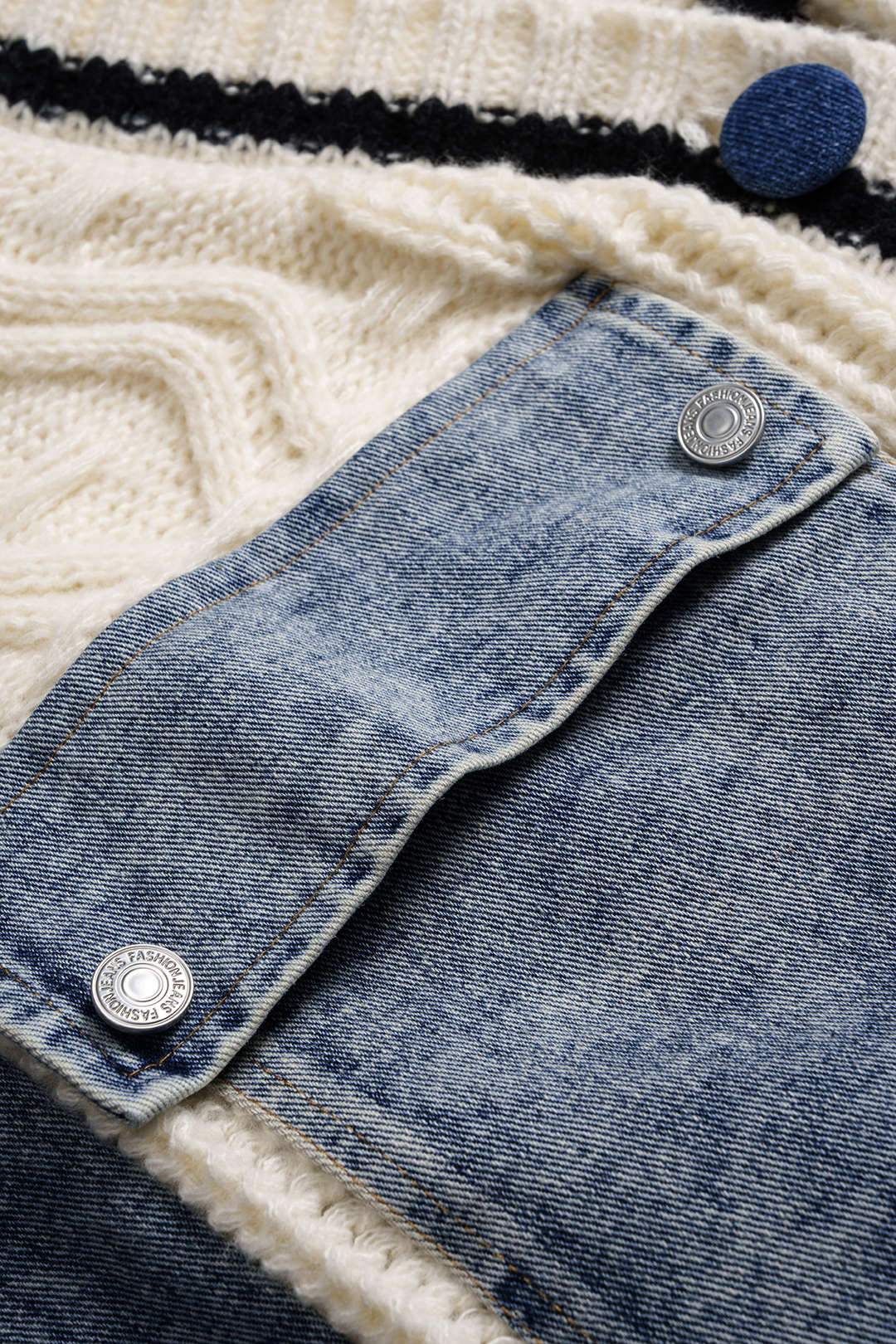 Denim Patchwork Knit Outerwear