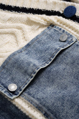 Denim Patchwork Knit Outerwear