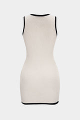 Contrast Binding Tie-Up Mini Dress