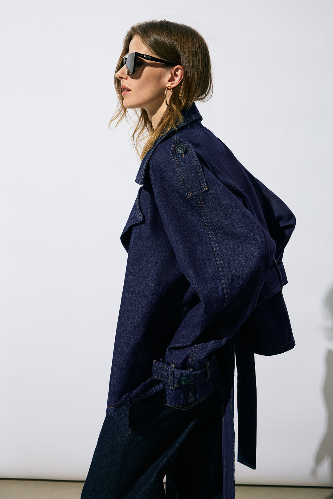 Denim Belted Asymmetrical Outerwear