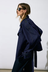 Denim Belted Asymmetrical Outerwear