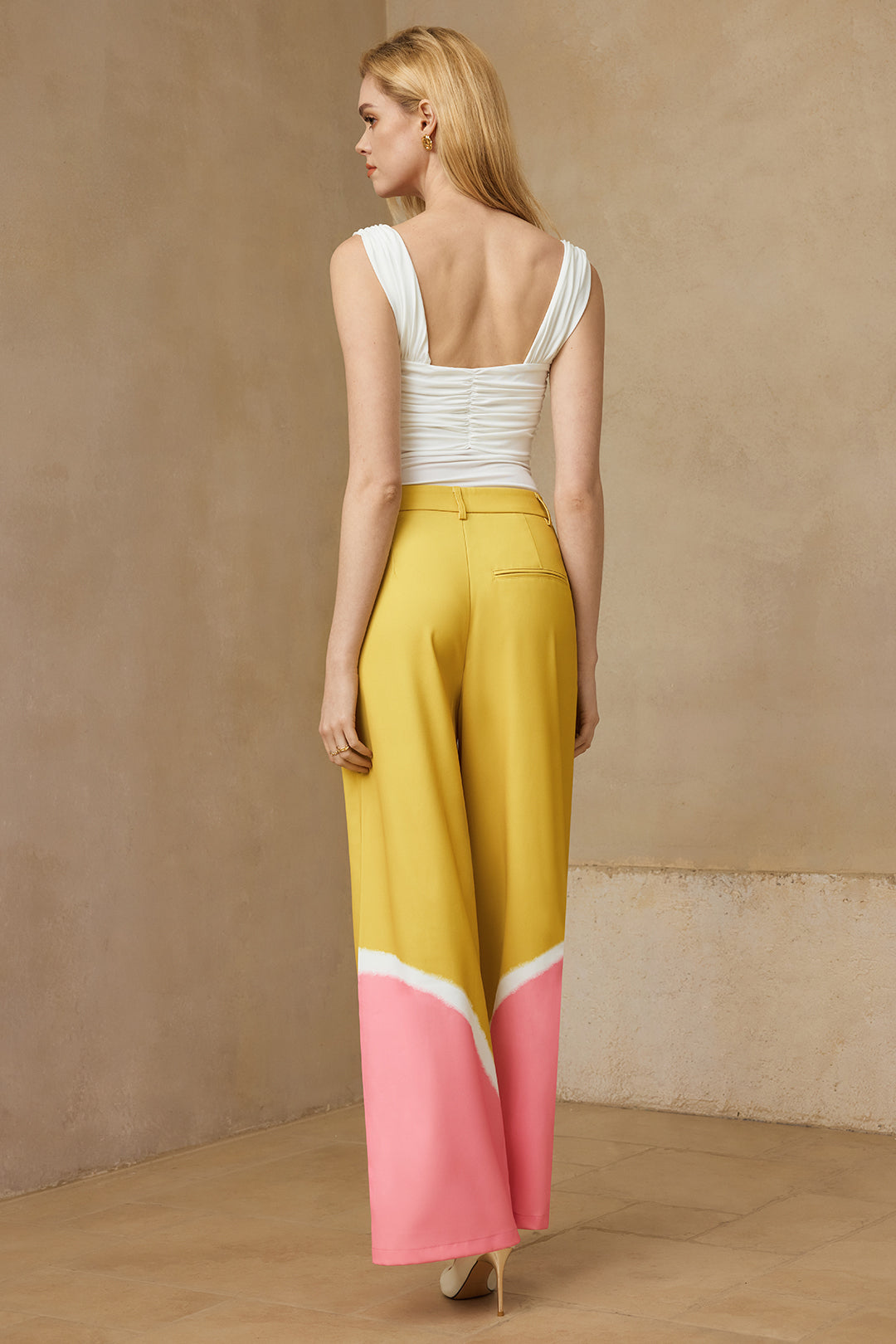 Contrast Wide Leg Trousers