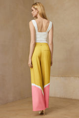 Contrast Wide Leg Trousers