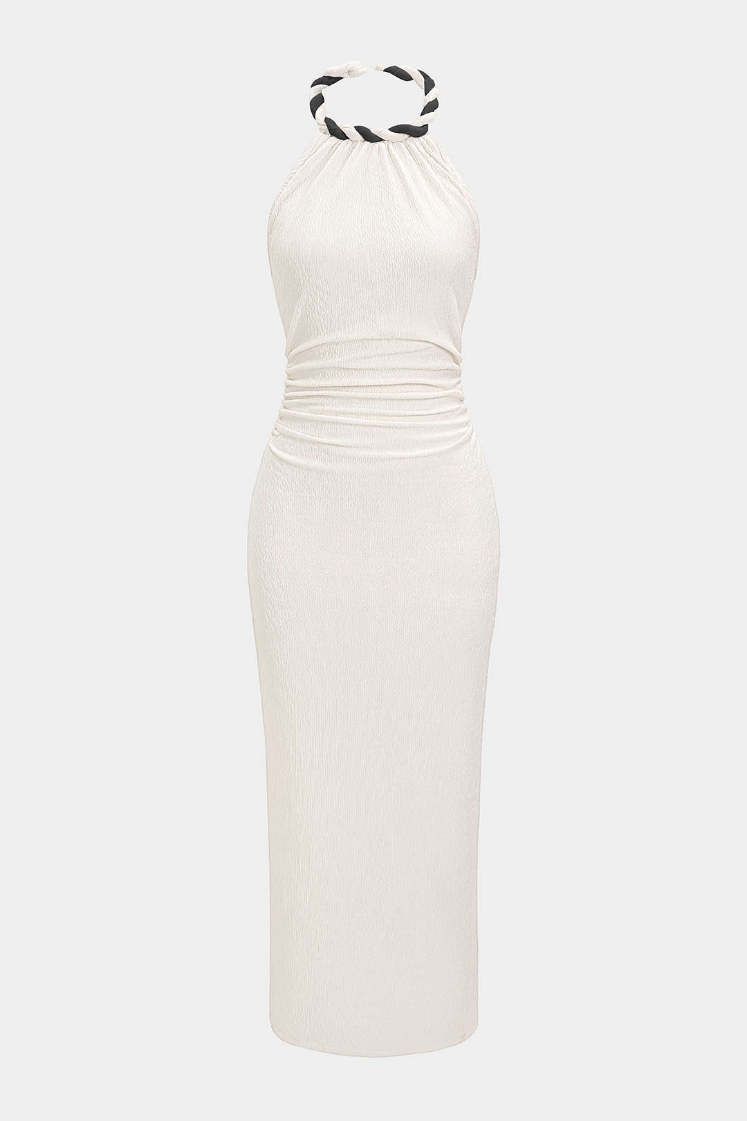 Contrast Twist Knot Backless Sleeveless Maxi Dress