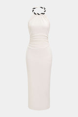 Contrast Twist Knot Backless Sleeveless Maxi Dress