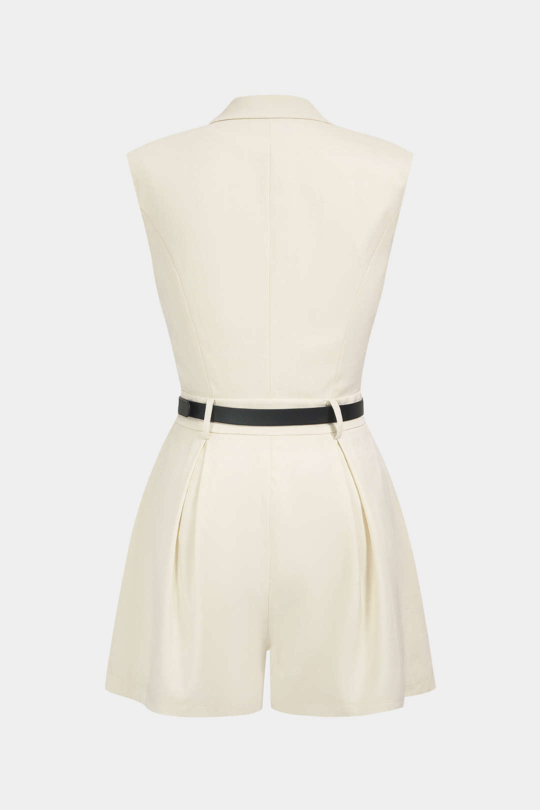 Belted Asymmetrical Sleeveless Romper