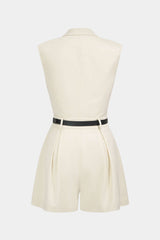 Belted Asymmetrical Sleeveless Romper
