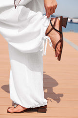 Contrast Ruched Tie-Up Knotted Pants
