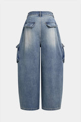 Denim Pocket Wide Leg Jeans