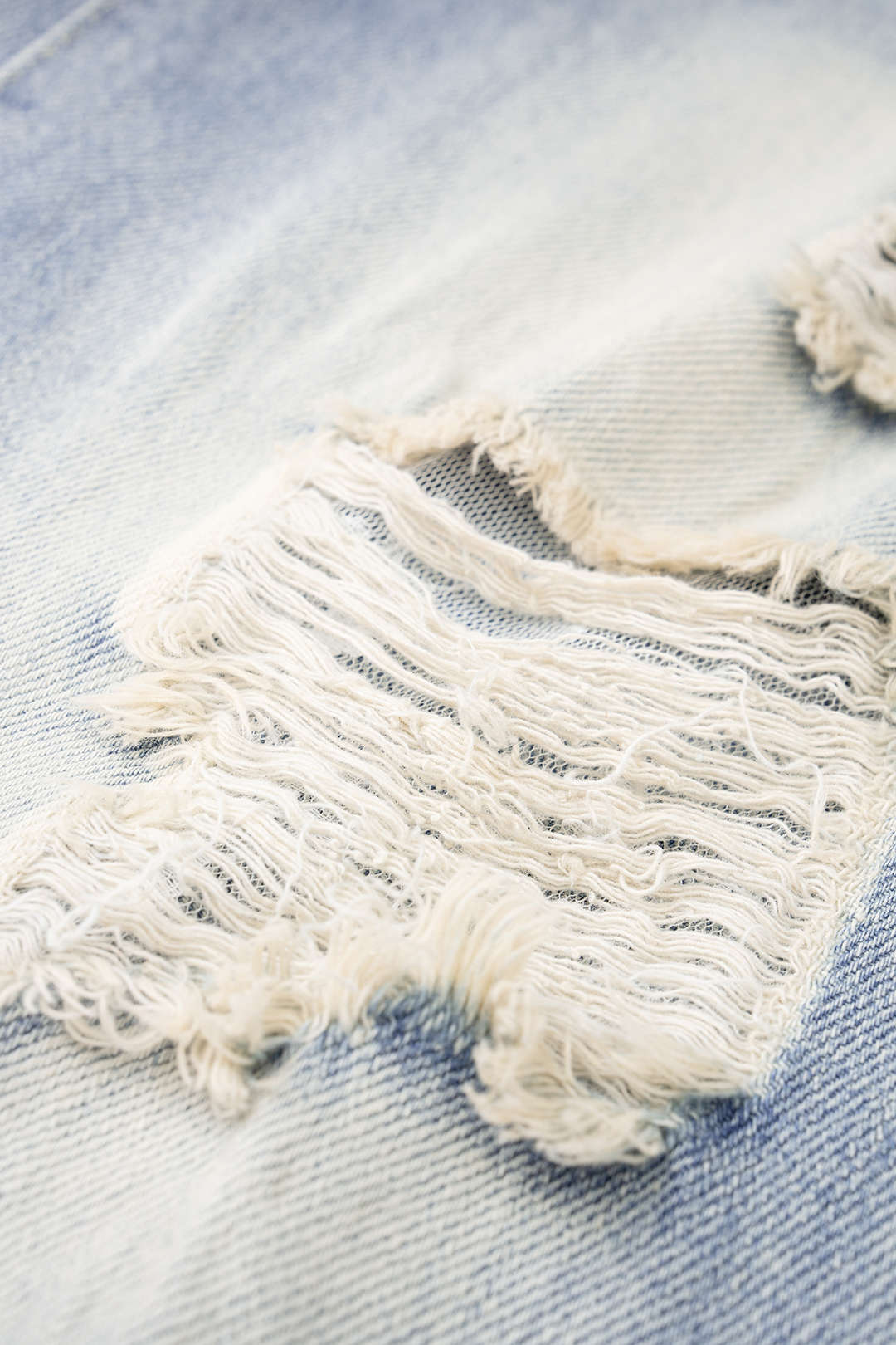 Denim Asymmetrical Frayed Wide Leg Jeans