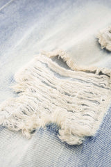 Denim Asymmetrical Frayed Wide Leg Jeans