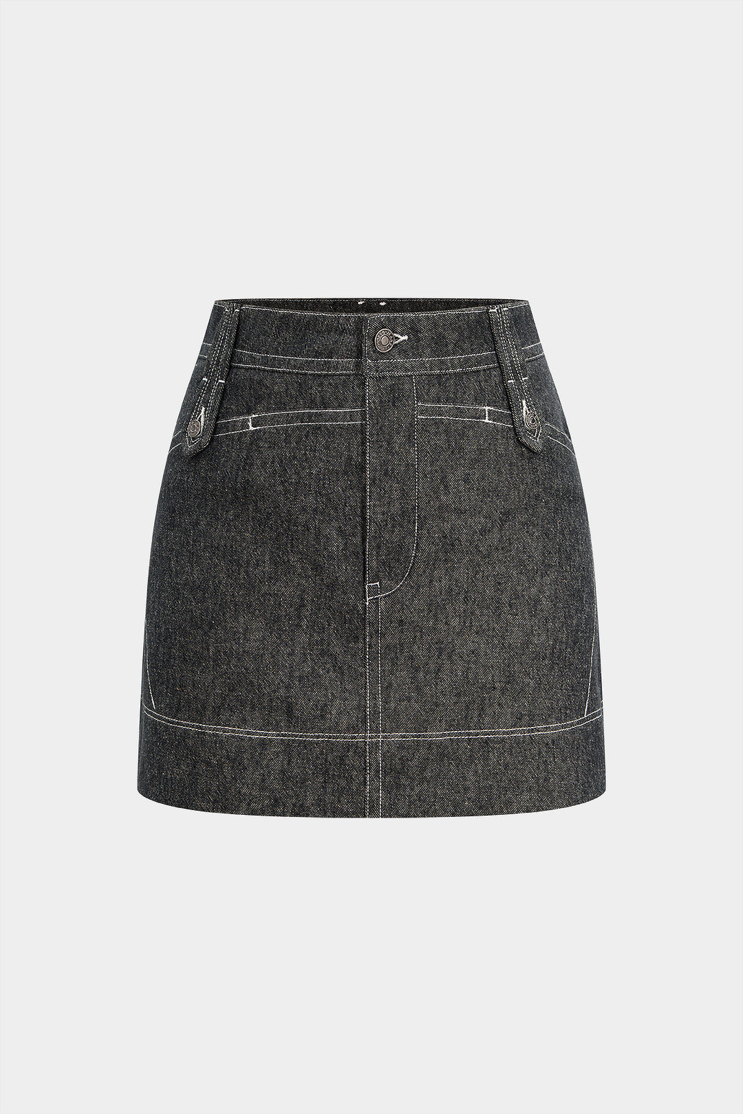 Denim Button Mini Skirt