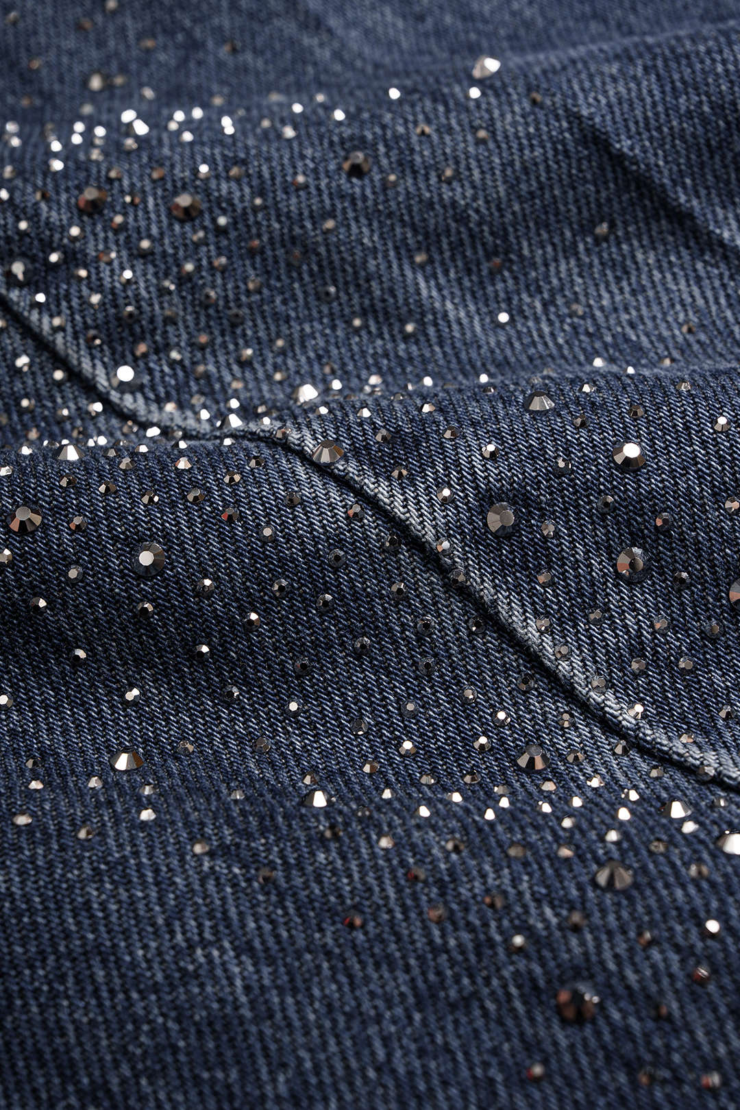 Denim Rhinestone High Waist Barrel Leg Jeans