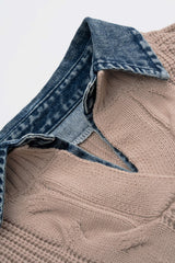 Cable Knit Patchwork Long-Sleeve Top