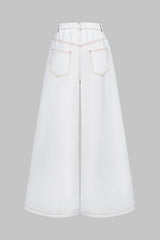 Denim Print Wide Leg Pants