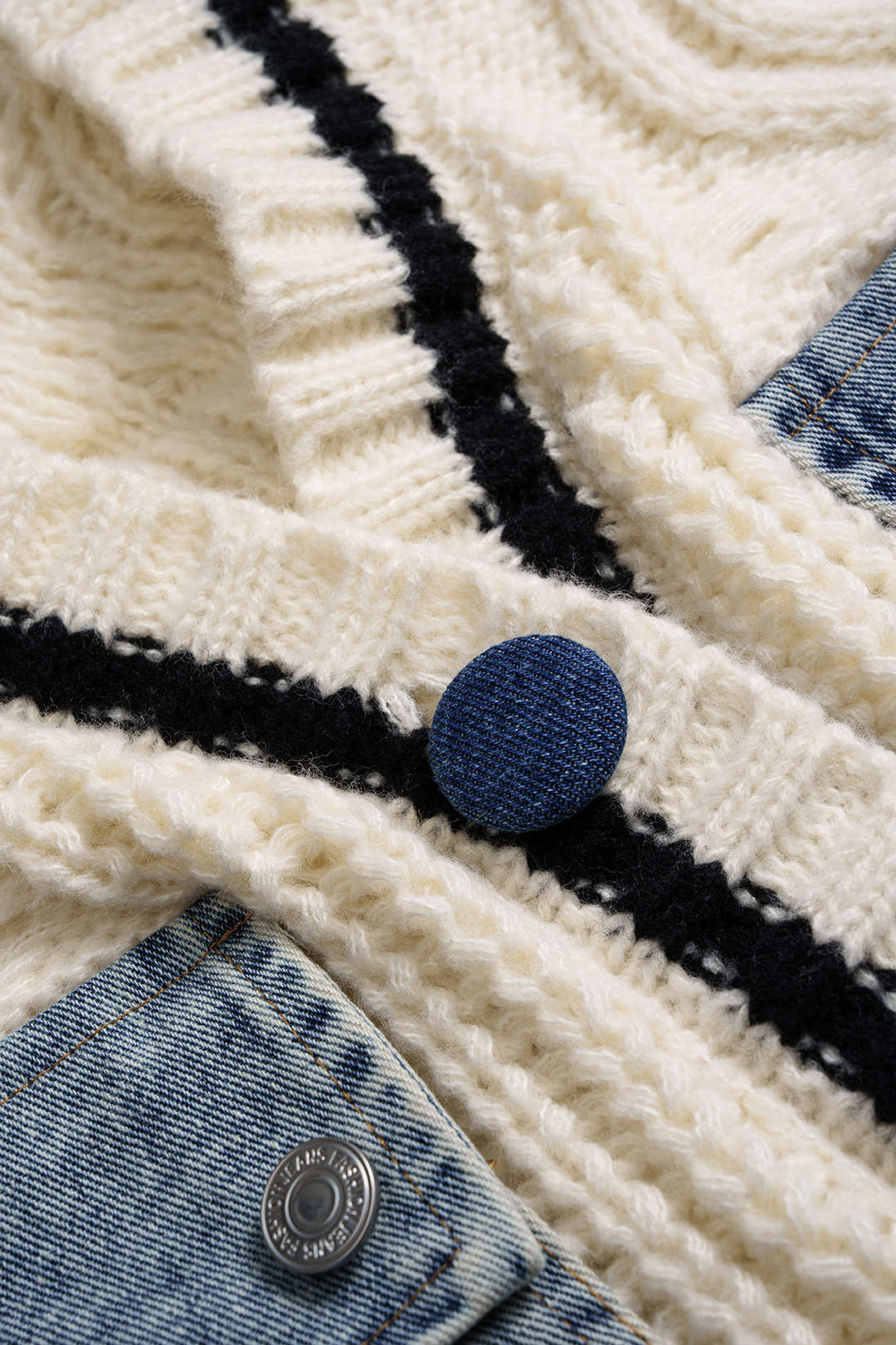 Denim Patchwork Knit Outerwear