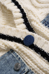 Denim Patchwork Knit Outerwear