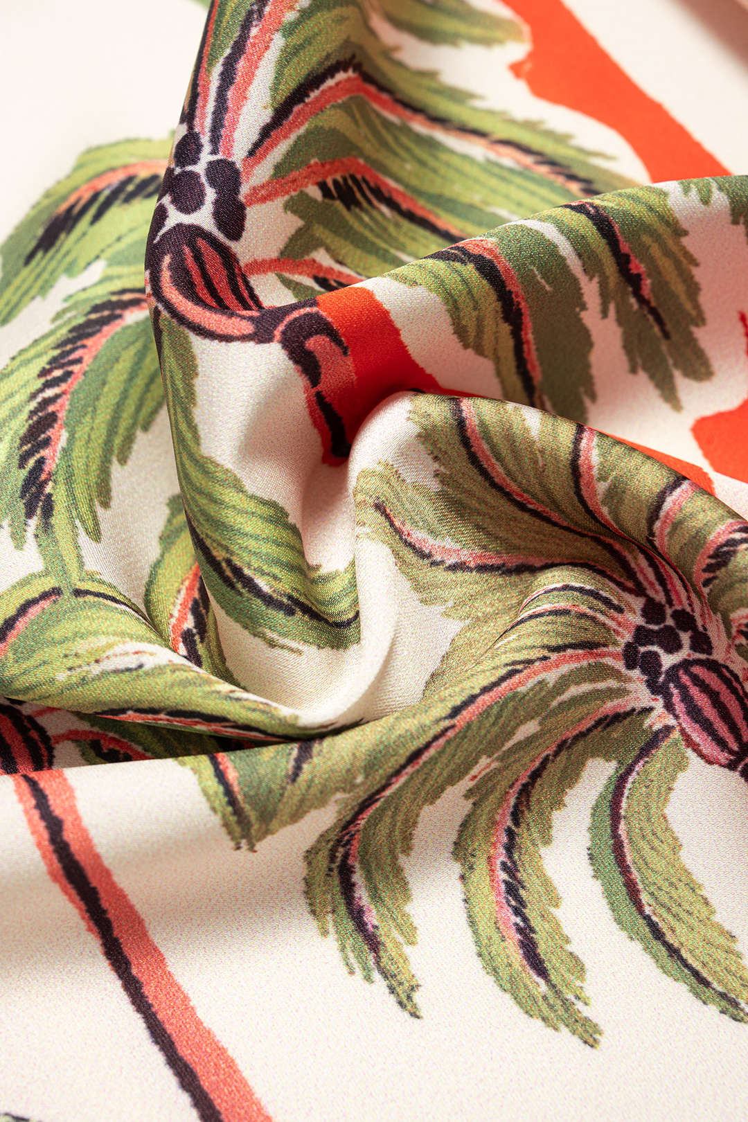 Coconut Palm Stripes Print Satin Strappy Tube Top