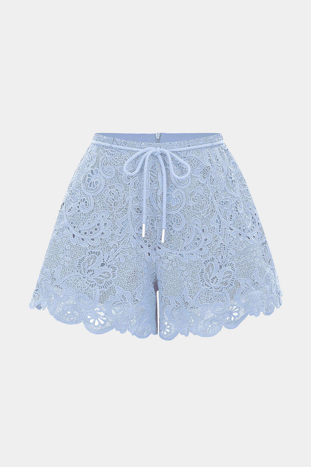 Cut Out Tie-Up Scalloped Hem Shorts